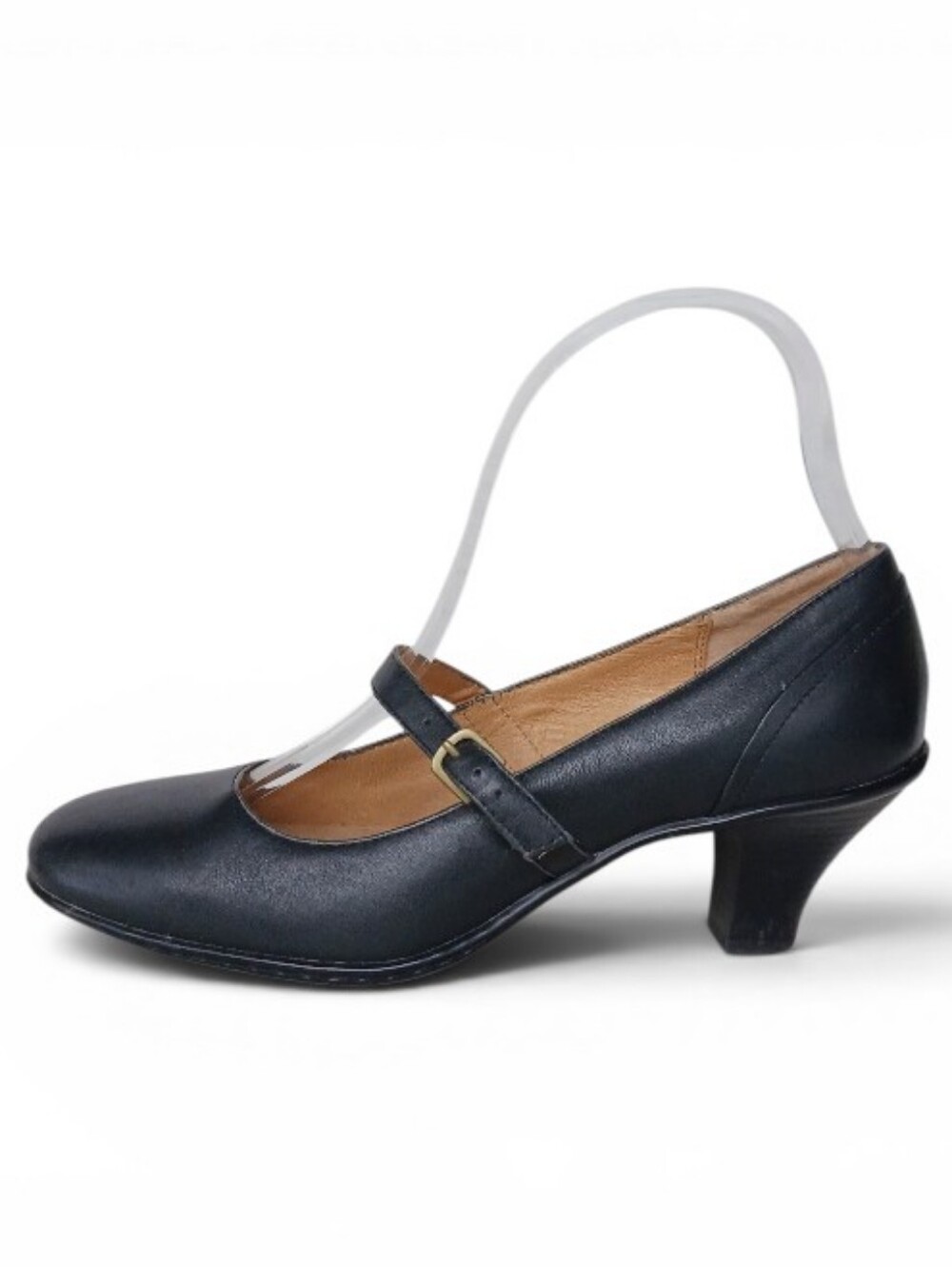 Softspots Kitten Heels Women's 7.5 Black Leather Mary Jane Comfort Casual Shoes